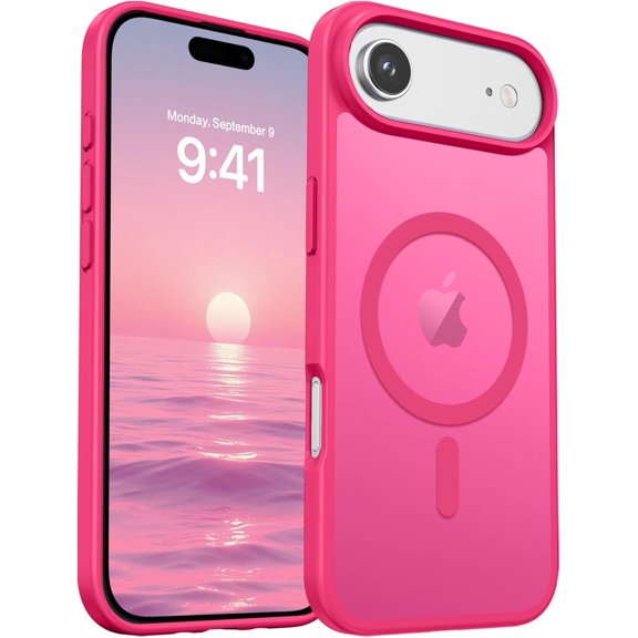 Magnetic for iPhone Air Case, [Compatible with MagSafe][Military-Grade Protection][Anti-Yellowing] Shockproof Protective Translucent Matte Cover for iPhone Air Phone Case,Hot Pink