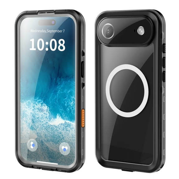 Magnetic for iPhone Air Case Waterproof,Built-in Screen & Camera Lens Protector[IP68 Underwater] [15FT Military Dropproof] [Compatible with Mag Safe]Full Body Protection Phone Case,Black