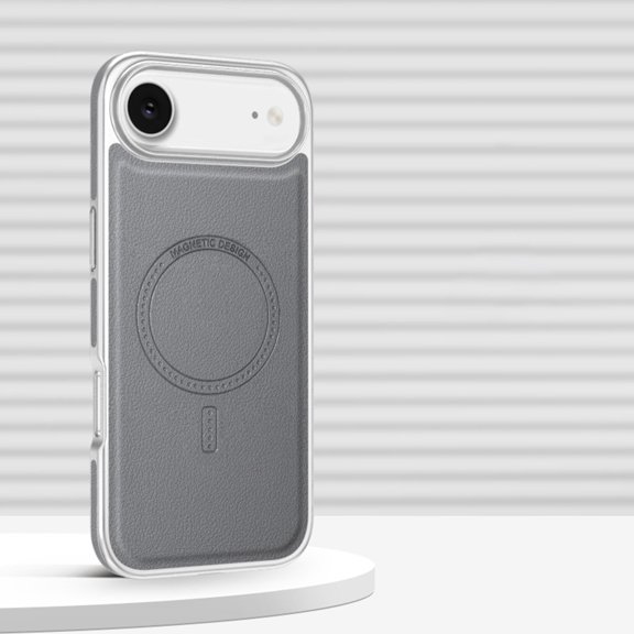 Magnetic For iPhone Air Phone Case,Compatible with Mag-Safe,Anti-Scratch Ultra Slim PU Leather Back,Anti-fall Shockproof Drop Protection Rugged Durable Thin Phone Case Cover,Gray