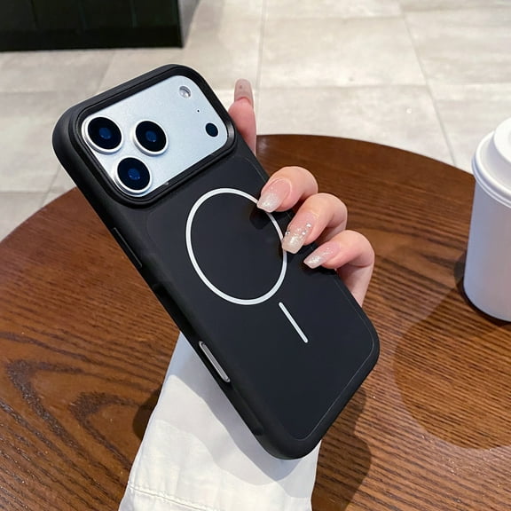 Magnetic For iPhone Air Phone Case,Compatible with Mag-Safe,Matte Anti-fingerprint Back,Shockproof Ultra Slim Anti-fall Anti-Scratch Protection Rugged Simple Phone Case Cover,Black