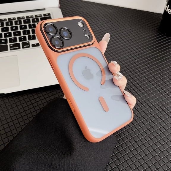 Magnetic For iPhone Air Phone Case,Compatible with Mag-Safe,Ultra Slim Anti-fall Drop Protection,Transparent Back Design,Shockproof Anti-Scratch Rugged Thin Fit Phone Case,Orange