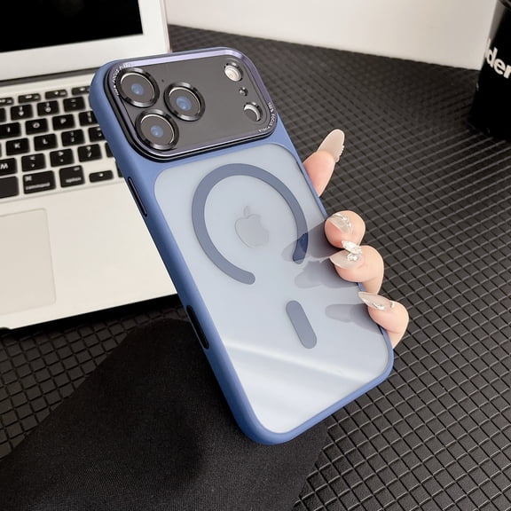 Magnetic For iPhone Air Phone Case,Compatible with Mag-Safe,Ultra Slim Anti-fall Drop Protection,Transparent Back Design,Shockproof Anti-Scratch Rugged Thin Fit Phone Case,Darkblue