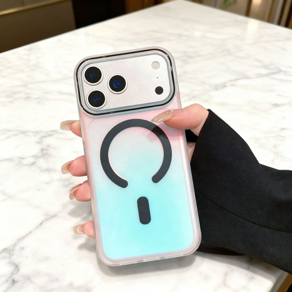 Magnetic For iPhone Air Phone Case,Compatible with Mag-safe,Dazzling Discolored Cute Back Design,Shockproof Anti-fall Anti-Scratch Anti-fingerprint Cover,Thin Fit Rugged Phone Case,Black