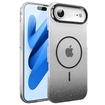 Magnetic For iPhone Air Phone Case,Luxury Bling Sparkly Gradual Transparent Glitter Design,Compatible with Mag-safe,Women Girl Shockproof Anti-fall Thin Fit Rugged Phone Case,Black