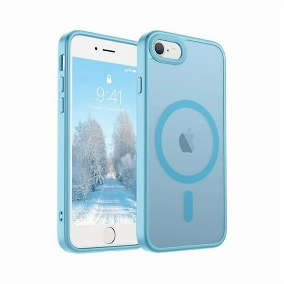 Magnetic for iPhone SE Case 2022 (3rd)/2020 (2nd), iPhone 8 Case (Compatible with MagSafe) (Military Grade Drop Protection) Slim Translucent Matte Phone Case,Light Blue