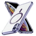 thumbnail image 1 of Magnetic for iPhone XR Case, [Fit for MagSafe] [Never Yellowing] [Military Grade Rugged Durable Protection] Back Slim Clear Wireless Charging Shockproof Premium Phone Case,Purple, 1 of 7