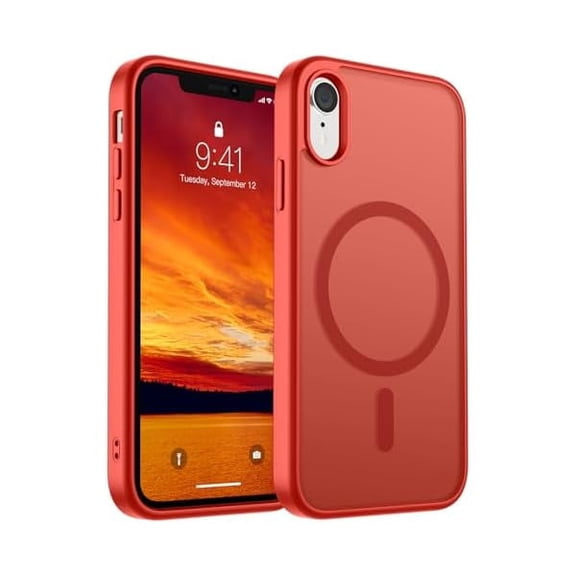 Magnetic for iPhone XR Phone Case(Compatible with MagSafe)(Military Grade Drop Protection) Slim Translucent Matte Shockproof with Anti-Fingerprint Phone Case,Red