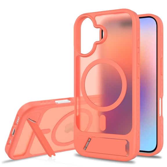Magnetic for iPhone17 Case with Built-in Invisible Kickstand, Compatible with Magsafe, Slim Fit Translucent Matte Phone Shockproof Protective Cover for iPhon17 6.3 Inch