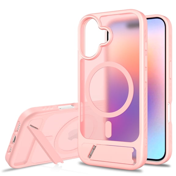 Magnetic for iPhone17 Case with Built-in Invisible Kickstand, Compatible with Magsafe, Slim Fit Translucent Matte Phone Shockproof Protective Cover for iPhon17 6.3 Inch