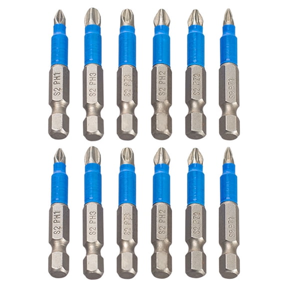 Magnetic impact screwdriver driver drill bit set, 12 screwdriver head sets, electric screwdriver head hexagonal handle drive drill bit (PZ1 PZ2 PZ3 PH1 PH2 PH3)