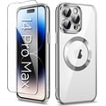 thumbnail image 1 of Magnetic iphone 14 Pro Max Case, Full Camera Cover Protection [Compatible with Magsafe][Non-Yellowing] Shockproof Electroplate for Women Phone Cover 6.7" - Silver, 1 of 6