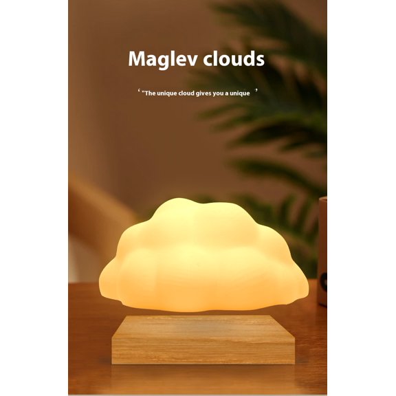 Magnetic levitation cloud lamp, wired powered floating LED night light, RGB color-changing desktop decoration, creative gift for children's bedroom.