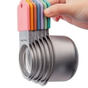Stainless Steel Magnetic Stackable Collapsible for Liquid Dry Ingredients Measuring Cup Set, Set of 7, Multi-Color