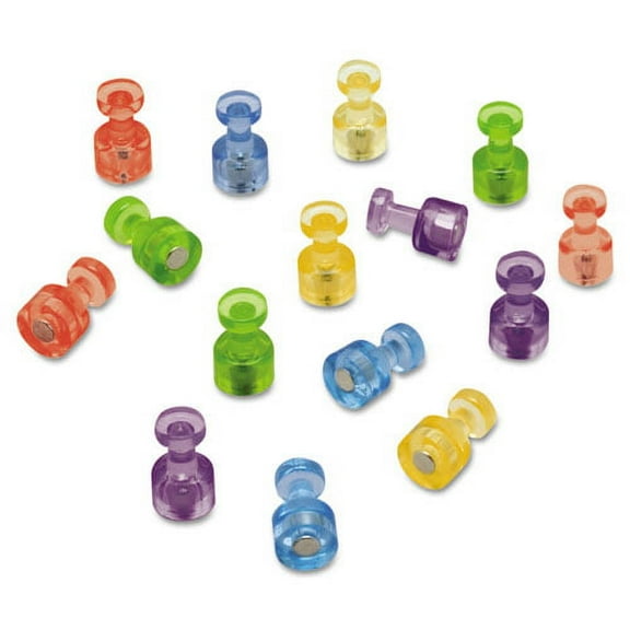 Magnetic "push Pins", 3/4" Dia, Assorted Colors, 20/pack | Bundle of 2 Packs