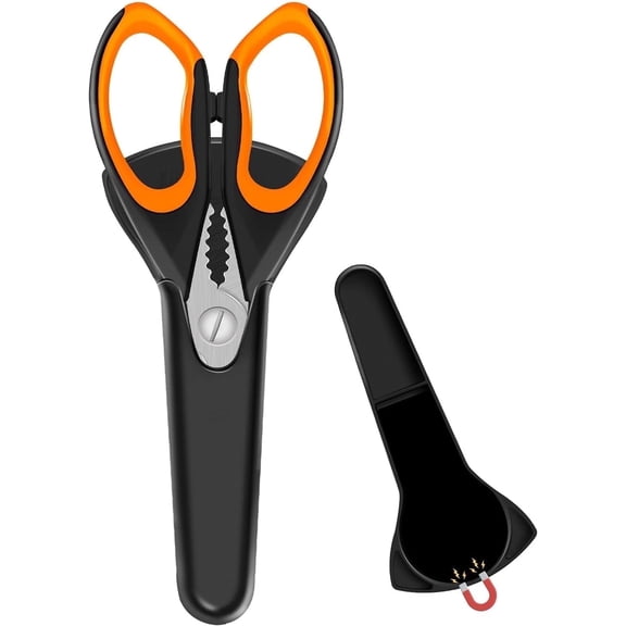 1 Pack Sharp Kitchen Scissor with Magnetic Holder, Heavy Duty Kitchen Shears Meat Scissors, Multifunctional Stainless Steel Cooking Poultry Scissors for Household School Picnic