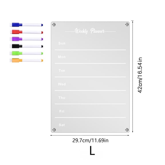 Magnetic transparent acrylic note board and erasable refrigerator magnet