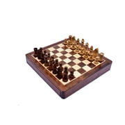 The Chess Empire-Magnetic travel chess set 12" x 12" square luxury Maple & Sheesham wood chess set