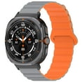 thumbnail image 1 of Magnetic watchband Compatible with Samsung Galaxy Watch 7 Ultra 47mm,No Gap Silicone Bands Compatible with Galaxy Watch Ultra 47mm(2024) for Men Women Bands Strap,Gray+Orange, 1 of 7