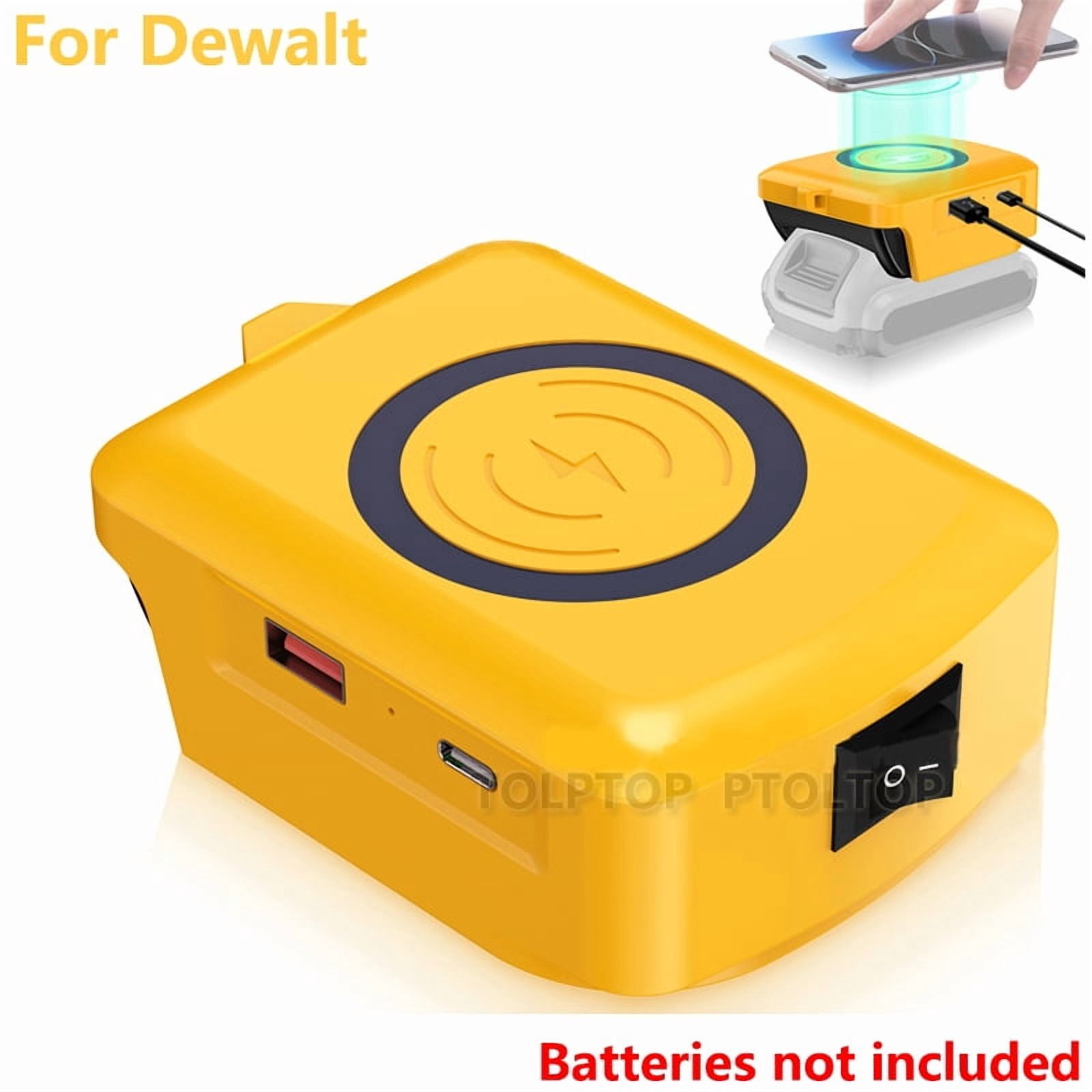 Magnetic wireless charger, for De*walt 20V Li-ion Battery, with USB/TYPE-C, Fast charging battery adapter