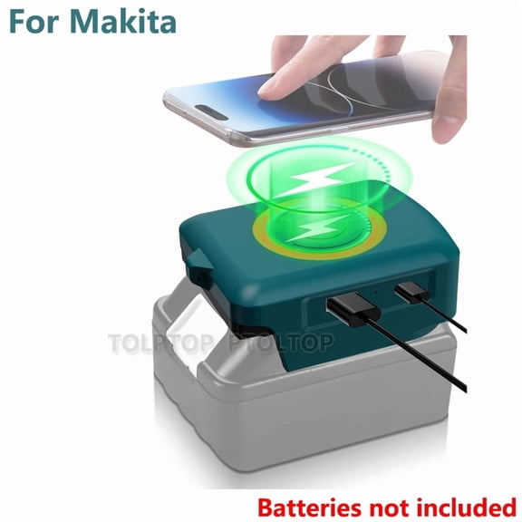 Magnetic wireless charger, for Ma*kita 18V Li-ion Battery, with USB/TYPE-C, Fast charging battery adapter