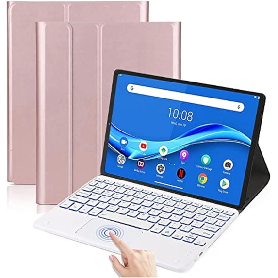 Magnetically Detachable Backlit Touchpad Bluetooth Keyboard Case for Lenovo Tab M10 HD (2nd Gen) 10.1" TB-X306 (2020),RoseGold