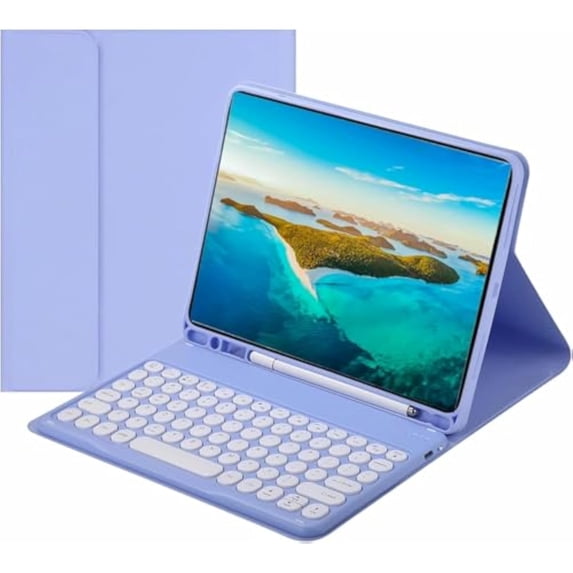 Slim Candy Round Key Detachable Keyboard Cover with S Pen Slot for Samsung Tab S6 Lite 10.4 2020 2022 2024,Purple