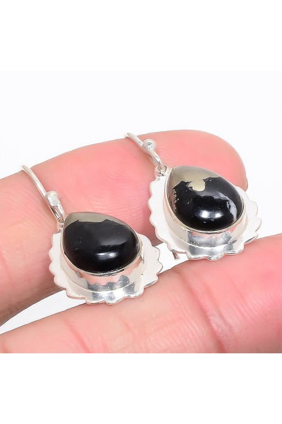 Magnetite In Pyrite 925 Sterling Silver Jewelry Earring 1.3" T95, Iron Pyrite Earring, Christmas Gift, New Year Sale, Gemstone Silver Jewelry