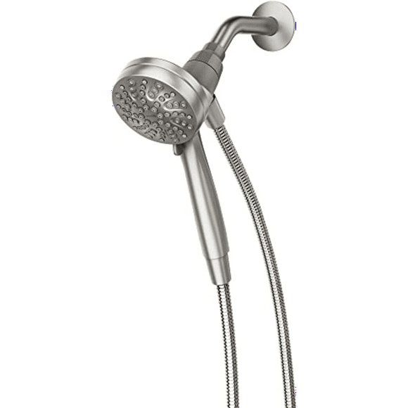 Magnetix Spot Resist Brushed Nickel Eco-Performance 3.5-Inch Six-Function Detachable Handheld Showerhead with Magnetic Docking System