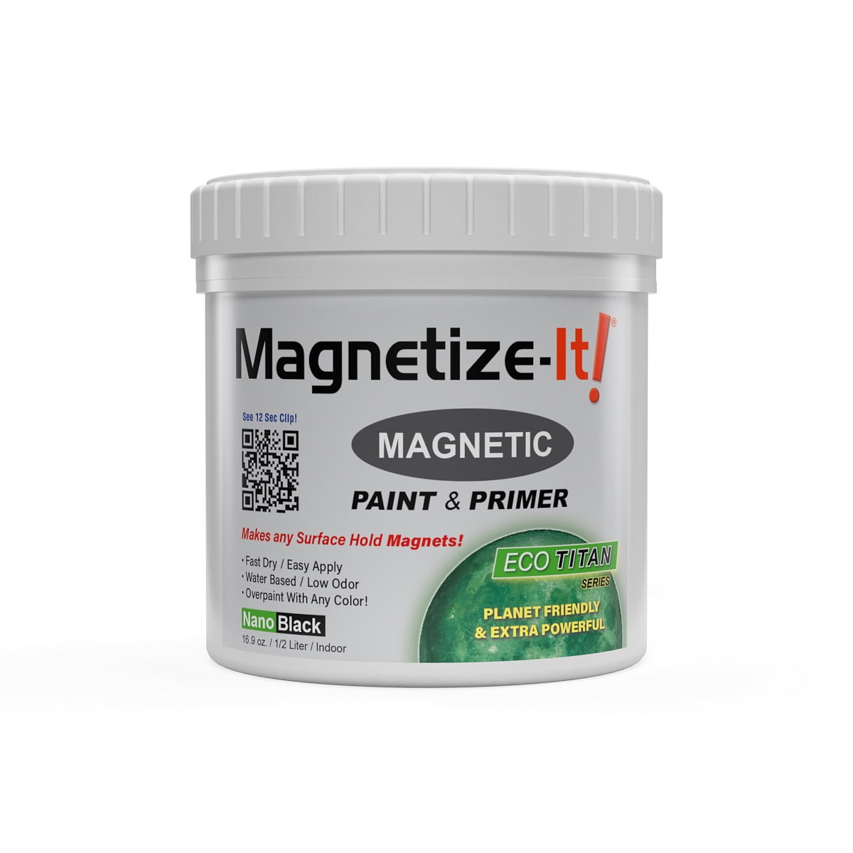 Magnetize-It! Magnetic Paint & Primer, (water-based) - "ECO TITAN" Extra Strong and Sustainable 1/2L, Black