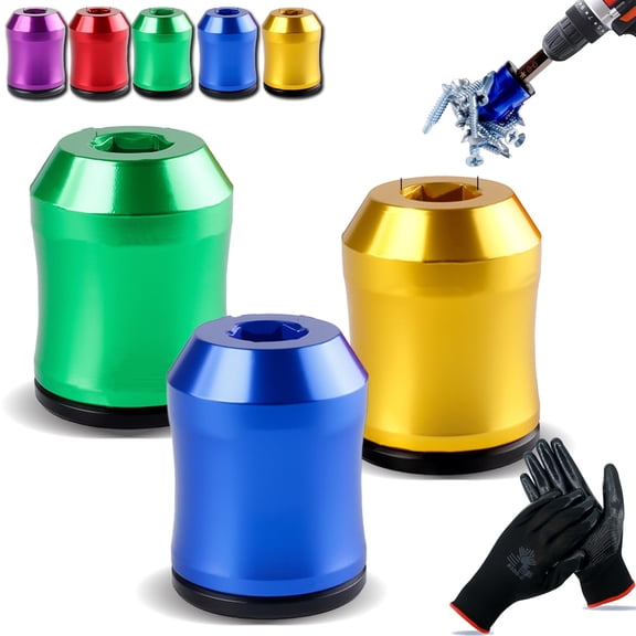 Magnetizer & Demagnetizer Tool Set, 1/4 Inch/6.35mm Universal Magnetic Screw Ring Head for Drill, Screwdriver Head Magnetic Ring, for Home Repair