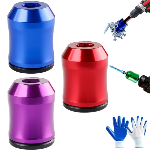 Magnetizer & Demagnetizer Tool Set, Magnetizer Demagnetizer Tool, Screwdriver Head Magnetic Ring, 1/4 Inch/6.35mm Universal Magnetic Screw Ring Head for Drill, for Home Repair (3PCS-5)