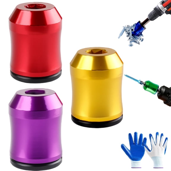Magnetizer & Demagnetizer Tool Set, Magnetizer Demagnetizer Tool, Screwdriver Head Magnetic Ring, 1/4 Inch/6.35mm Universal Magnetic Screw Ring Head for Drill, for Home Repair (3PCS-1)