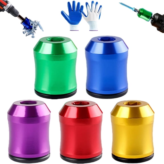 Magnetizer & Demagnetizer Tool Set, Magnetizer Demagnetizer Tool, Screwdriver Head Magnetic Ring, 1/4 Inch/6.35mm Universal Magnetic Screw Ring Head for Drill, for Home Repair (5PCS)