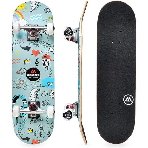 Skateboard Complet Double Kick 31" – Planche Érable Canadien + Roues Lumineuses LED, Pour Débutants Enfants Ados Adultes