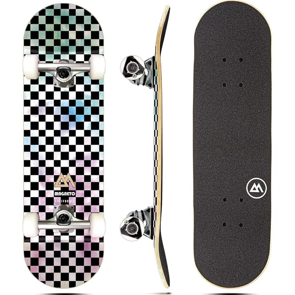 Magneto Cruiser Board - Kid Skateboard for Ages 3-6 - Mini Skateboard with Maple Concave Deck - Smooth Ride Skate Board with 95A Wheels - 27.5" x 7.75", Tie Dye