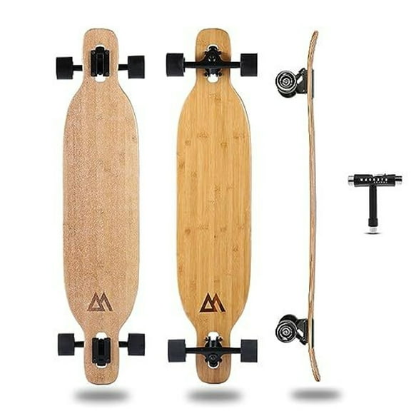 Magneto Drop-Thru Longboard - Smooth Bamboo Cruiser Deck - Dynamic Carving Longboard Trucks - Bamboo & Fiberglass Flex - 42 in x 9 in, Natural, Unisex Adult
