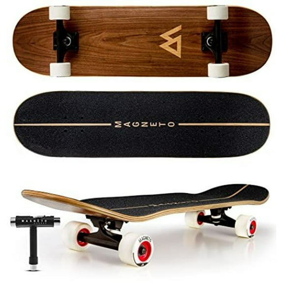 Magneto Complete Cruiser Skateboard - Smooth All-Terrain Ride - Stable 7-Ply Maple Deck - Soft 78A Wheels - 31 x 8.5 in, Natural SUV