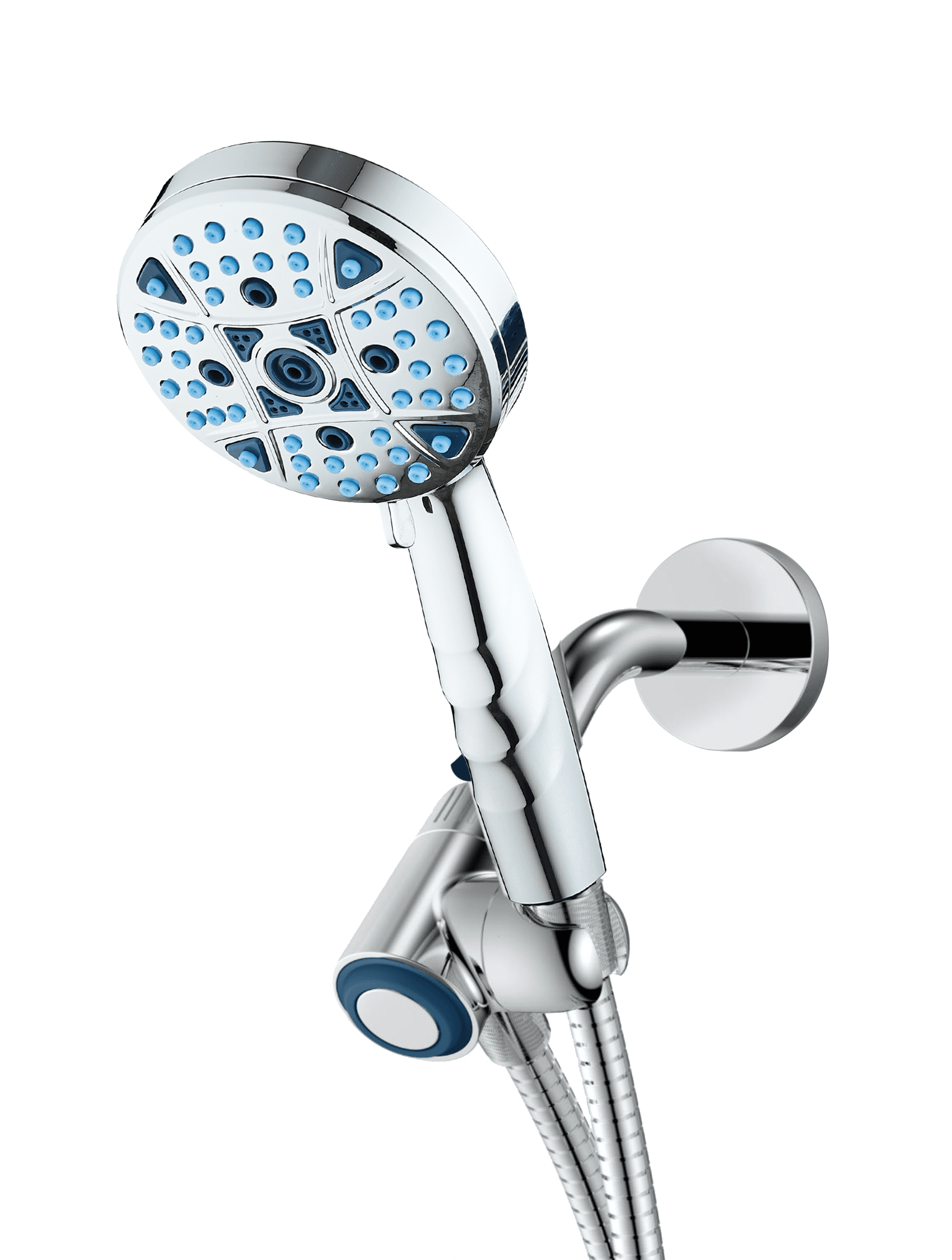Magneton by AquaCare - High-pressure 8-setting Luxury Handheld Showerhead with Antimicrobial Nozzles, Space-age Socket-Lock Magnetic Docking and Dual-height Overhead Bracket