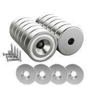 Magnetpro 12 Pieces Neodymium Magnets 25 lb Force 20 x 7 mm, Pot Magnet with 12 Steel Counterparts