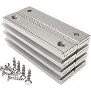 Magnetpro 8 Pieces Neodymium Rectangular Magnets 80 lb Force 60 x 13.5 x 5 mm with Countersunk Hole