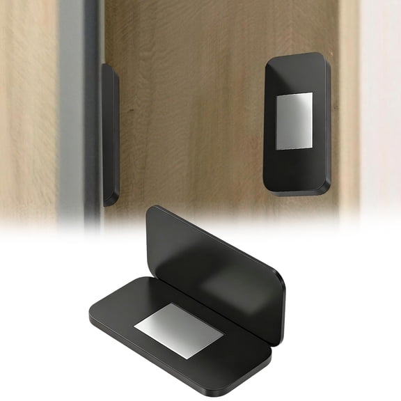 Magnets for Cabinet Doors, Magnetic Door Latch, Thin No Drill Magnetic Cabinet Door Catch, Adhesive Stainless Steel Drawer Magnets, Quiet Closure Latches for Kitchen, Bathroom, Closet(Black)
