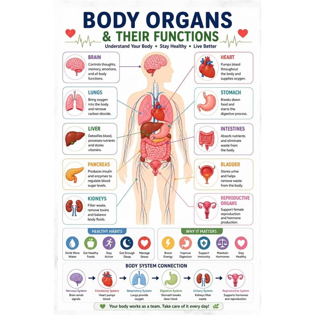 Magnets poster Science Anatomy Poster for Body Organs, Easy human organ ...