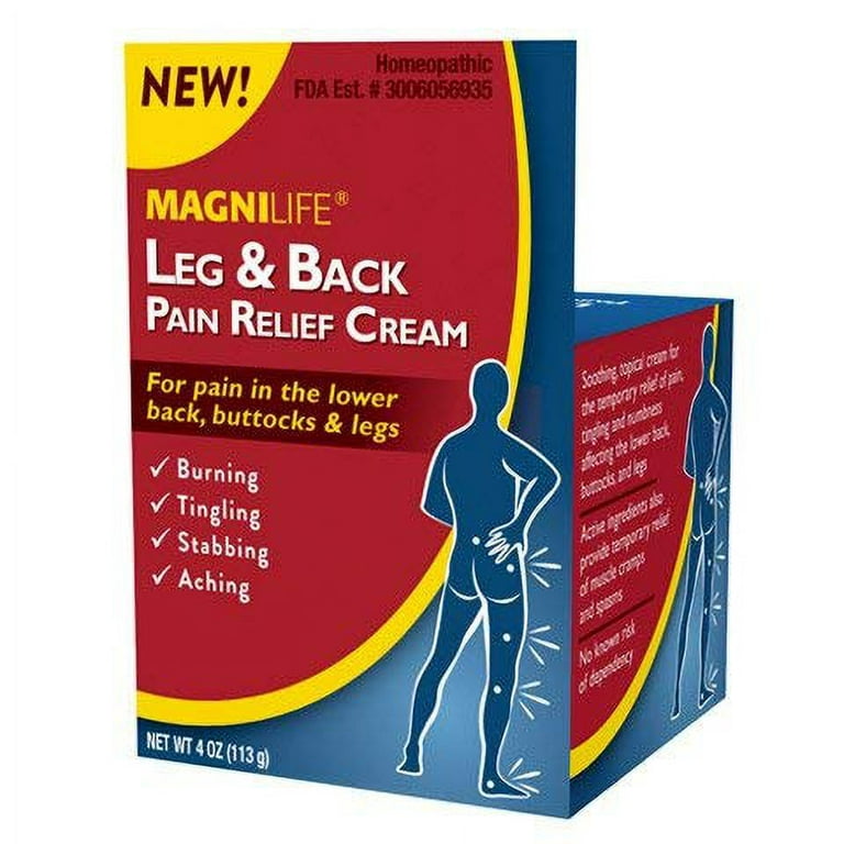 MagniLife Leg & Back Pain Relief Cream Relieves Burning, Tingling,  Shooting, Stabbing Pains & Sciatica Symptoms - Fast-Acting & Deep  Penetrating
