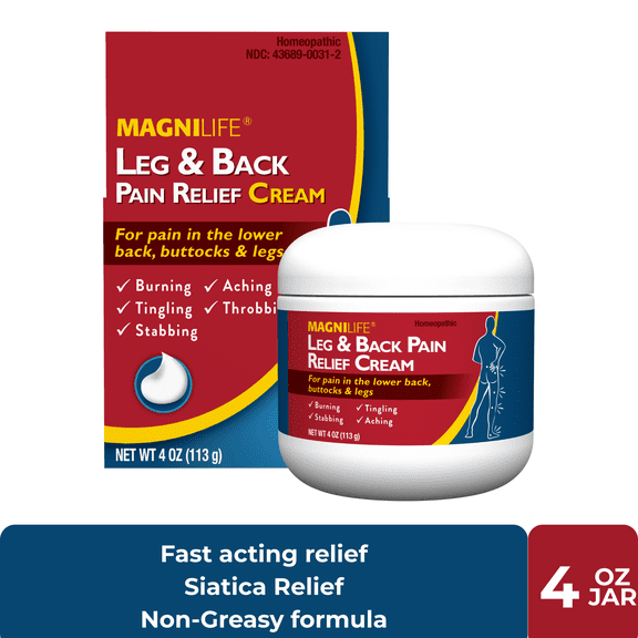 MagniLife Leg & Back Pain Relief Cream, for Fast Relief of Lower Back, Buttocks & Leg Pain, 4 oz