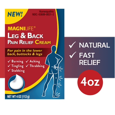 MagniLife Leg & Back Pain Relief Cream, for Fast Relief of Lower Back, Buttocks & Leg Pain, 4 oz