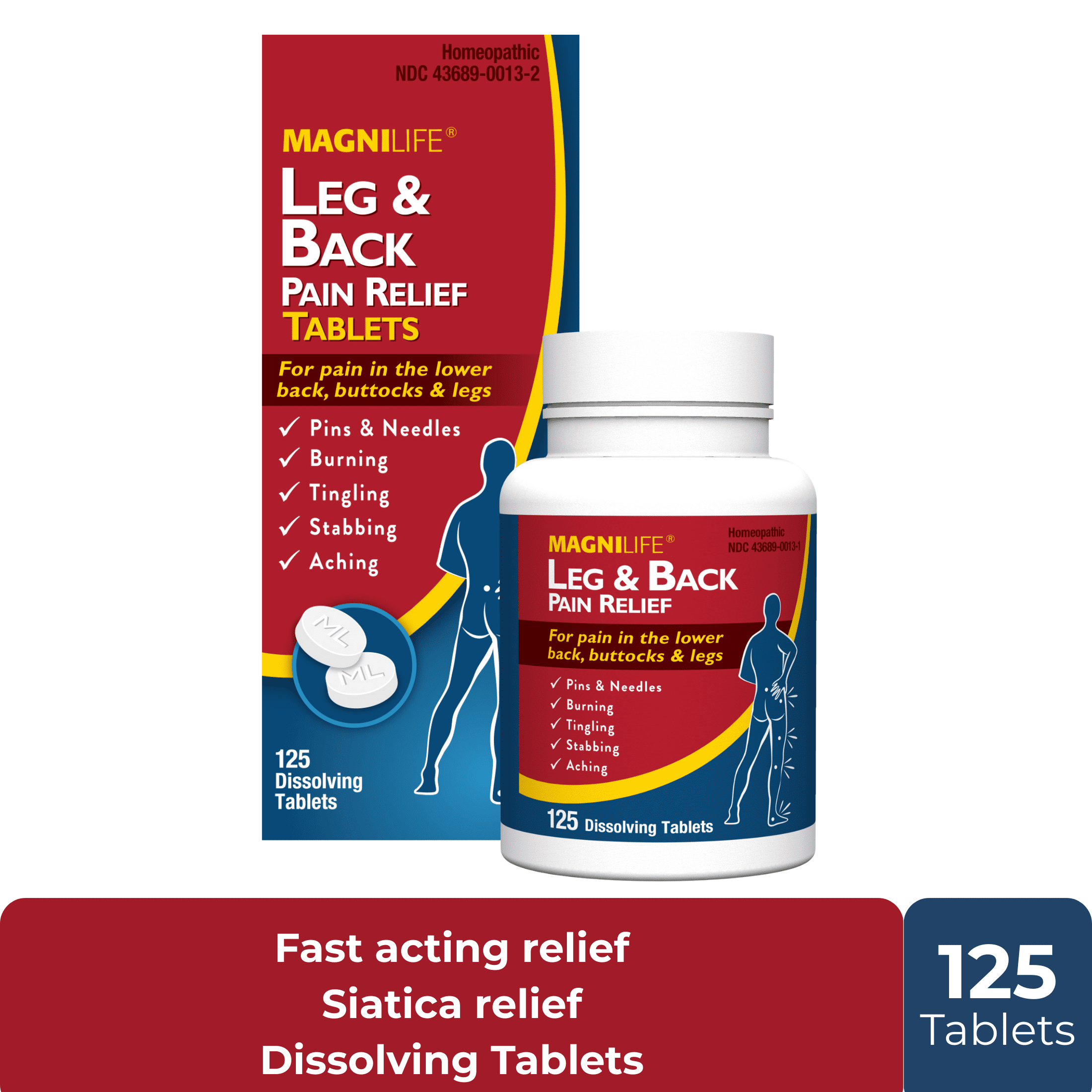 MagniLife Leg Back Pain Relief Quick Dissolving Tablets, 1