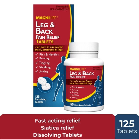 MagniLife Leg & Back Pain Relief Quick Dissolving Tablets, 125 Count