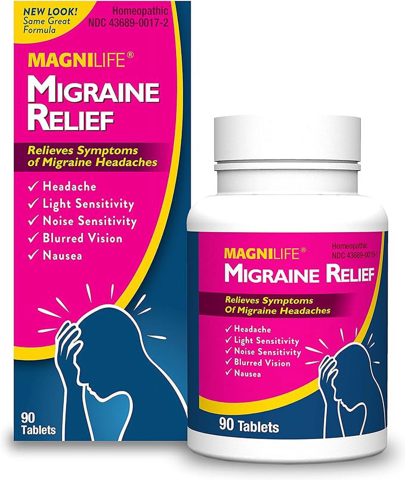 MagniLife Migraine Relief, Fact-Acting, Relieve Throbbing, Pulsating, Stabbing Headache, Ease Nausea, Light & Noise Sensitivity, and Blurred Vision - 90 Tablets