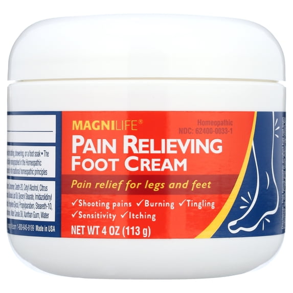 MagniLife Pain Relieving Foot Cream, Moisturizing Formula Relieves Pain, 4 oz.