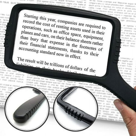 MagniPros 3X(300%) Handheld Magnifying Glass-Large Rectangular Viewing Area-Crystal Clear & Shatterproof Lens